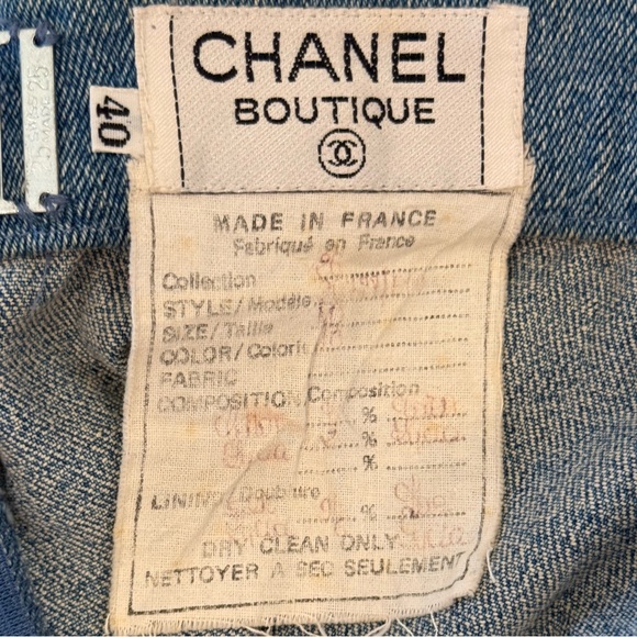 1991A Chane Hip Hp collection Denim Skirt w Pink Trim Fr 40 / US 4-6 - Picture 8 of 14